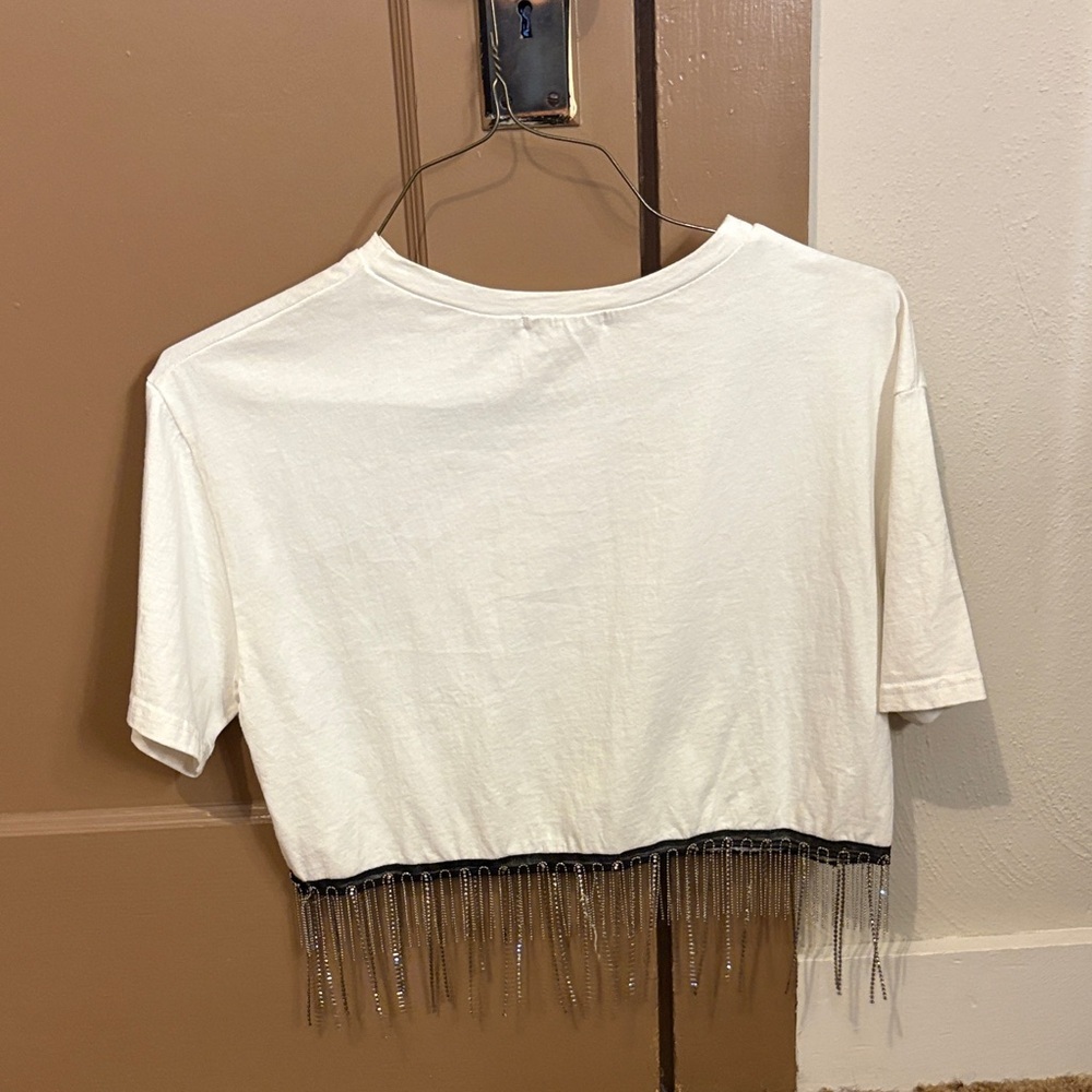Small, Baevely “Wild West” Cropped Tee with rhinestone Fringe! - Picture 2 of 3